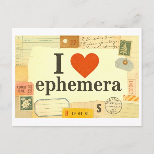 "Ik [Hart] Ephemera" Briefkaart (Voorkant)