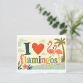 "Ik [Hart] Flamingo's" Briefkaart (Staand voorkant)