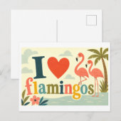 "Ik [Hart] Flamingo's" Briefkaart (Voorkant / Achterkant)