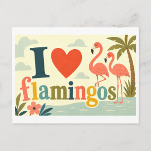 "Ik [Hart] Flamingo's" Briefkaart