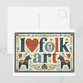 "Ik [Hart] Folk Art" Briefkaart (Voorkant / Achterkant)