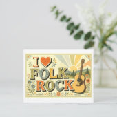 "Ik [Hart] Folk Rock" Briefkaart (Staand voorkant)