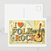 "Ik [Hart] Folk Rock" Briefkaart (Voorkant / Achterkant)