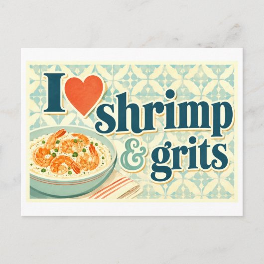 "Ik [Hart] Garnalen & Grits" Briefkaart (Voorkant)