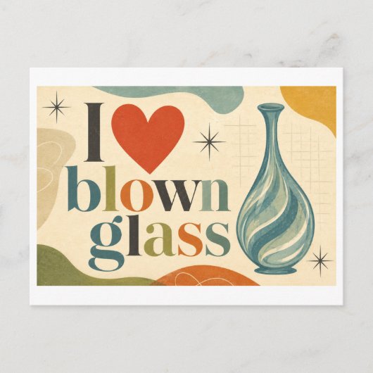 "Ik [Hart] Geblazen Glas" Briefkaart (Voorkant)
