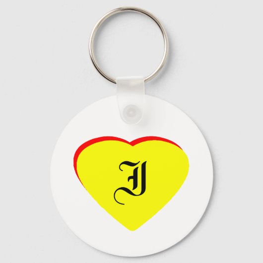 "Ik" Hart Geel Rood Bruiloftsuitnodiging Het MUSEU Sleutelhanger (Voorkant)