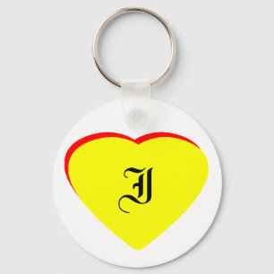 "Ik" Hart Geel Rood Bruiloftsuitnodiging Het MUSEU Sleutelhanger