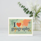 "Ik [Hart] Geografie" Briefkaart (Staand voorkant)