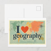 "Ik [Hart] Geografie" Briefkaart (Voorkant / Achterkant)