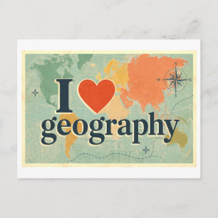 "Ik [Hart] Geografie" Briefkaart