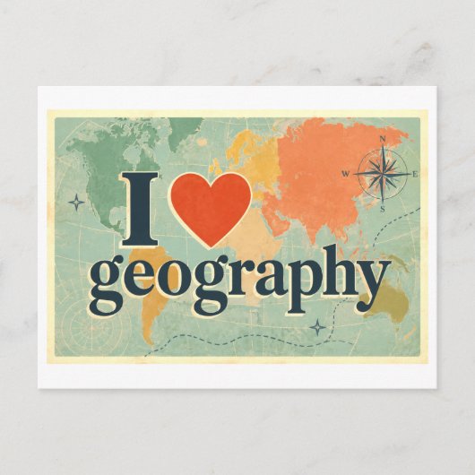 "Ik [Hart] Geografie" Briefkaart (Voorkant)