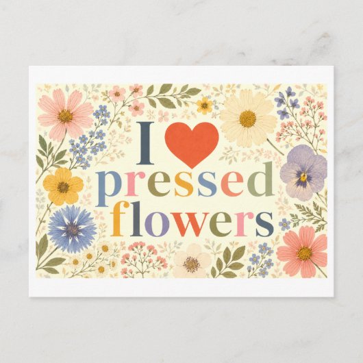 "Ik [Hart] Geperste Bloemen" Briefkaart (Voorkant)