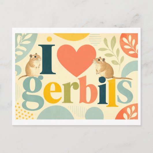 "Ik [Hart] Gerbils" Briefkaart (Voorkant)