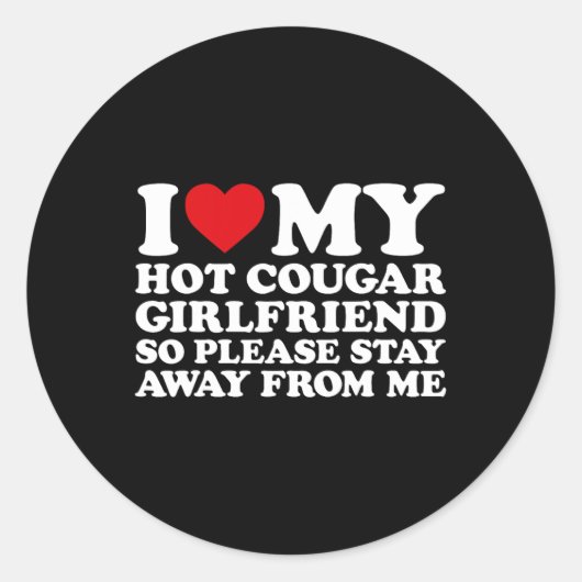 Ik hart gf ik hou van mijn hot cougar Vriendin als Ronde Sticker (Voorkant)