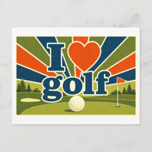 "Ik [Hart] Golf" Briefkaart