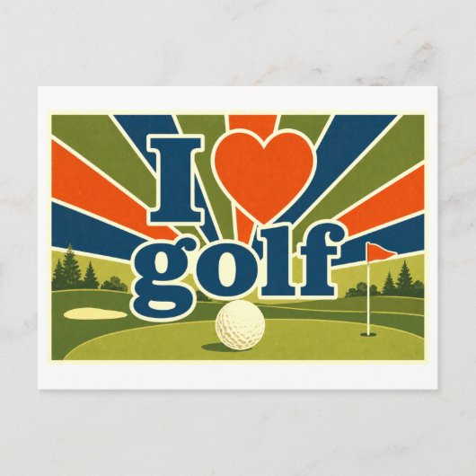 "Ik [Hart] Golf" Briefkaart (Voorkant)