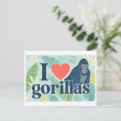 "Ik [Hart] Gorillas" Briefkaart (Staand voorkant)