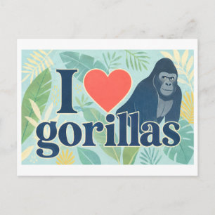 "Ik [Hart] Gorillas" Briefkaart