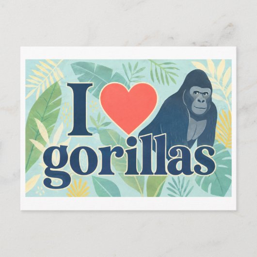 "Ik [Hart] Gorillas" Briefkaart (Voorkant)