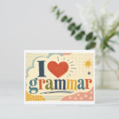 "Ik [Hart] Grammatica" Briefkaart (Staand voorkant)