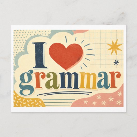 "Ik [Hart] Grammatica" Briefkaart (Voorkant)
