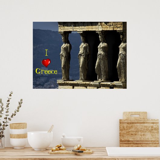 Ik hart Griekenland poster print/canvas (Keuken)