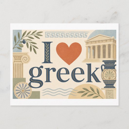 "Ik [Hart] Grieks" Briefkaart (Voorkant)