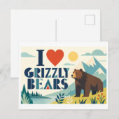 "Ik [Hart] Grizzlyberen" Briefkaart (Voorkant / Achterkant)