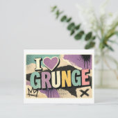 "Ik [Hart] Grunge" Briefkaart (Staand voorkant)