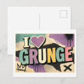 "Ik [Hart] Grunge" Briefkaart (Voorkant / Achterkant)