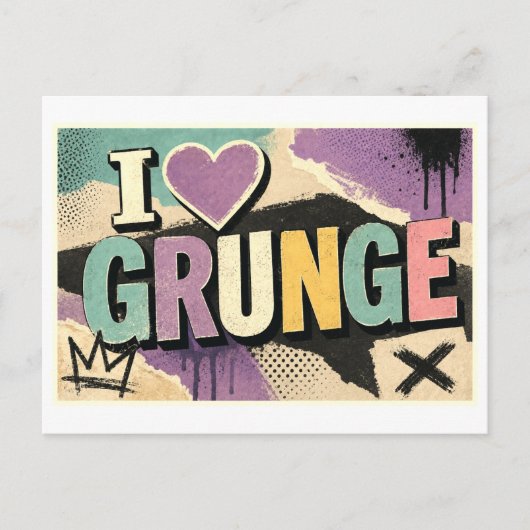 "Ik [Hart] Grunge" Briefkaart (Voorkant)