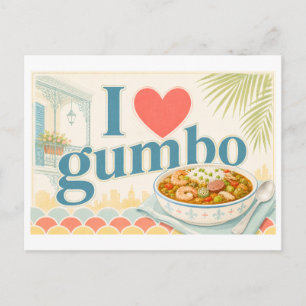 "Ik [Hart] Gumbo" Briefkaart