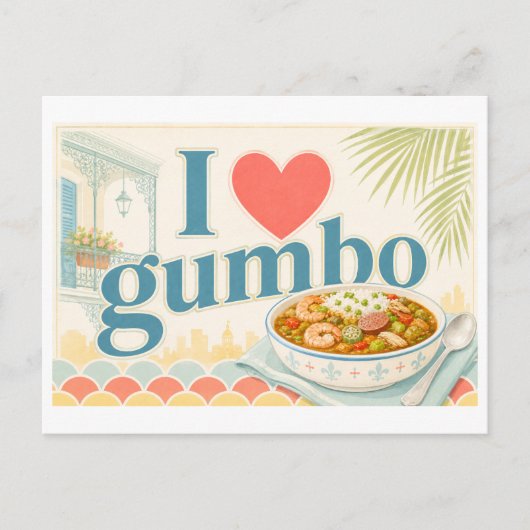 "Ik [Hart] Gumbo" Briefkaart (Voorkant)