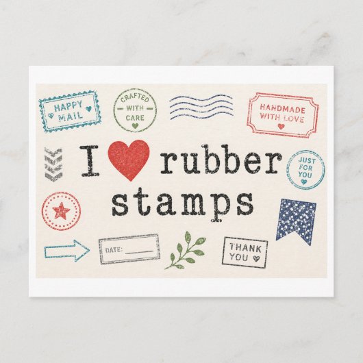 "Ik [Hart] Gummen Stempels" Briefkaart (Voorkant)