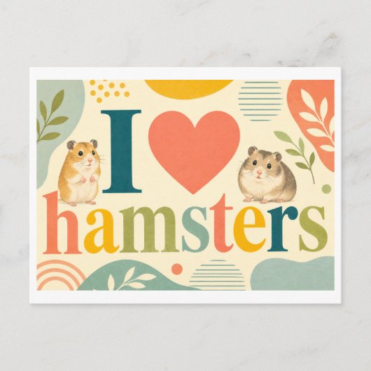 "Ik [Hart] Hamsters" Briefkaart (Voorkant)