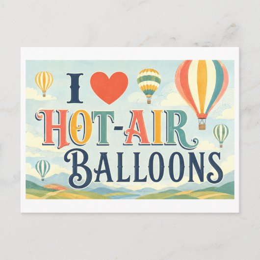"Ik [Hart] Heet-Luchtballonnen" Briefkaart (Voorkant)