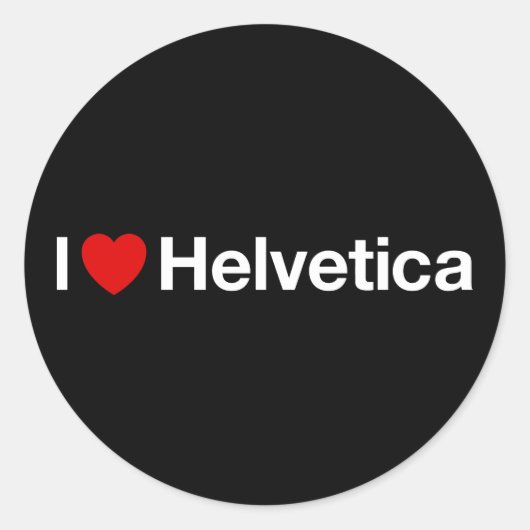 Ik hart Helvetica Ronde Sticker (Voorkant)