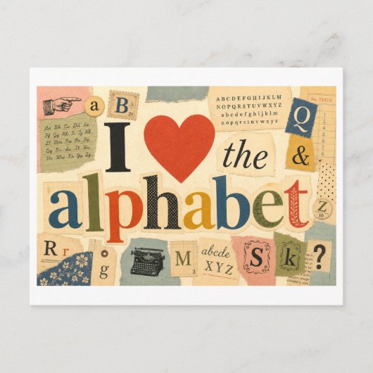 "Ik [Hart] het Alfabet" Briefkaart (Voorkant)