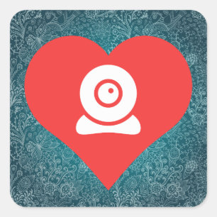 Ik hart het installeren van webcams icoon vierkante sticker