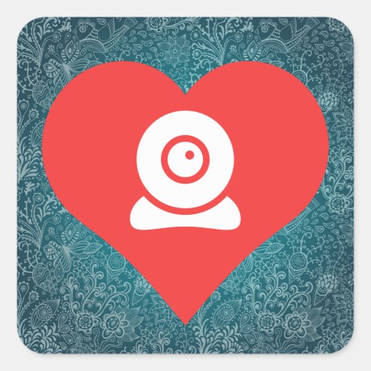 Ik hart het installeren van webcams icoon vierkante sticker (Voorkant)