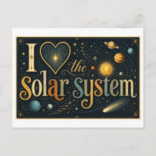 "Ik [Hart] het zonnestelsel" Briefkaart (Voorkant)