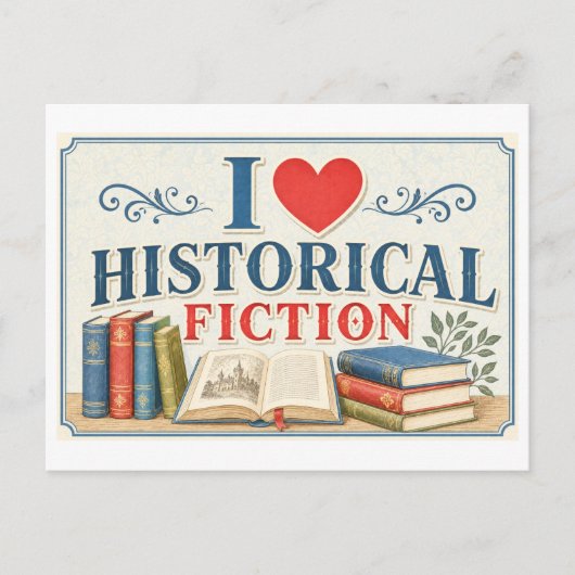 "Ik [Hart] Historische Fictie" Briefkaart (Voorkant)