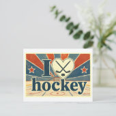 "Ik [Hart] Hockey" Briefkaart (Staand voorkant)