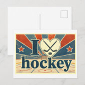 "Ik [Hart] Hockey" Briefkaart (Voorkant / Achterkant)