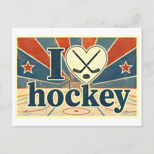 "Ik [Hart] Hockey" Briefkaart (Voorkant)