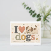 "Ik [Hart] Honden" Briefkaart (Staand voorkant)