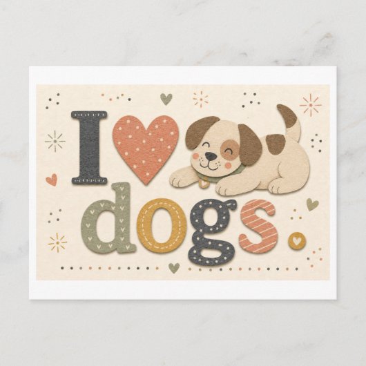"Ik [Hart] Honden" Briefkaart (Voorkant)