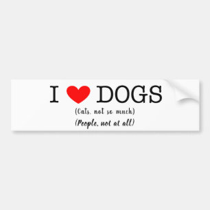 Ik hart honden, katten niet zo veel, mensen helema bumpersticker