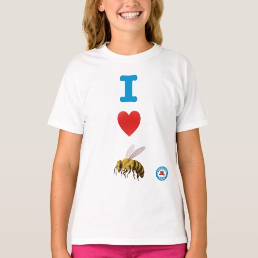 Ik hart honingbijen meisjes t-shirt (Voorkant)