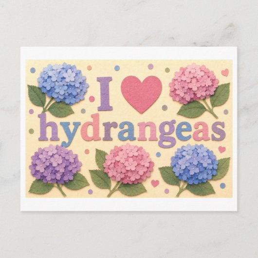 "Ik [Hart] Hortensia's" Briefkaart (Voorkant)
